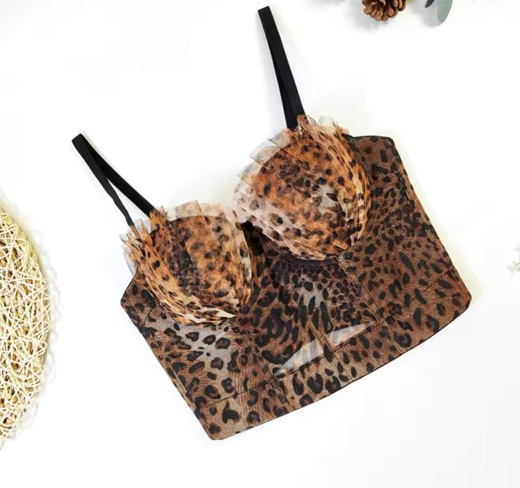 BUSTIER ANIMALPRINT PLIEGUES