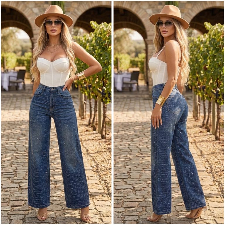 JEANS WIDE LEG BRILLOS