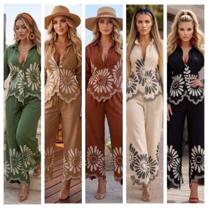 CONJUNTO CAMISERO BORDADO FLORAL