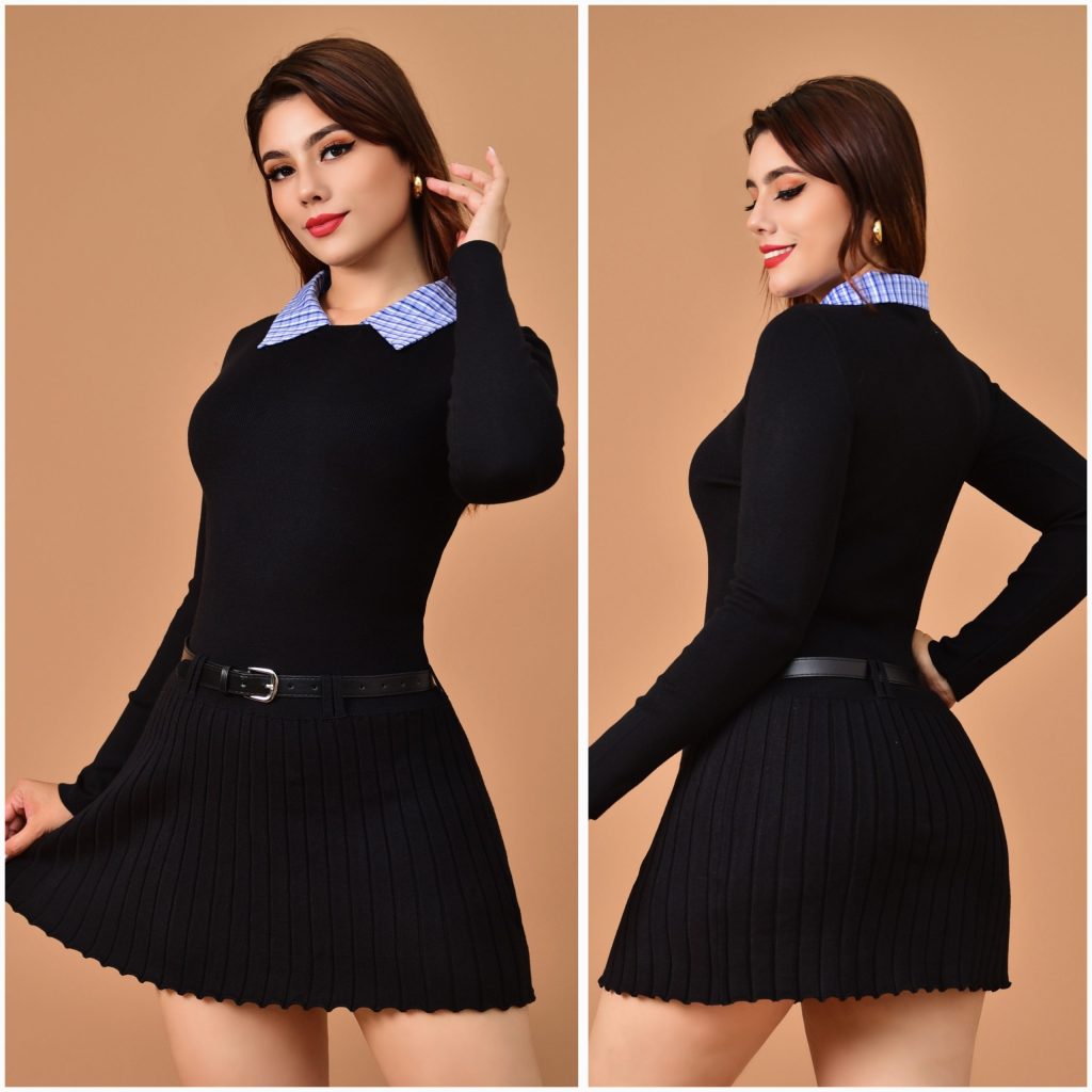 VESTIDO ESTILO COLLEGE CON CINTURON