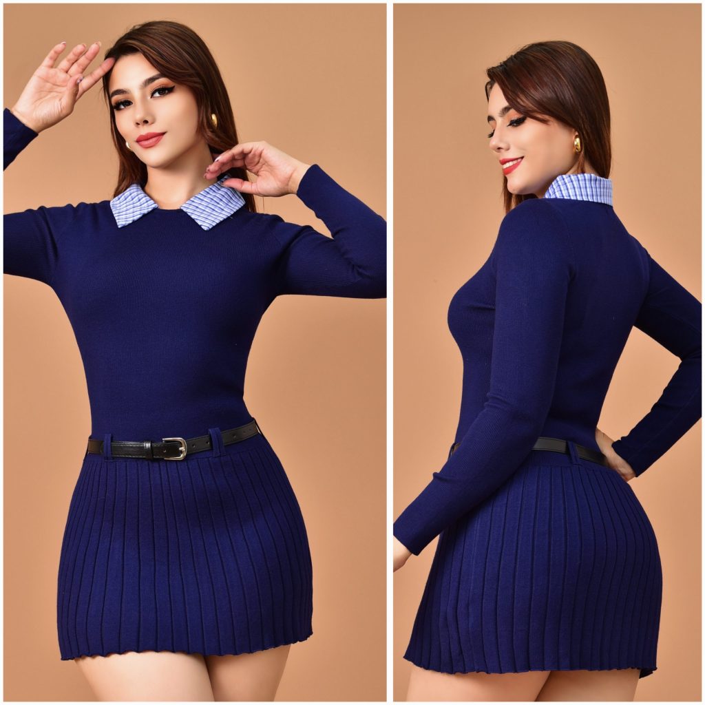 VESTIDO ESTILO COLLEGE CON CINTURON