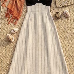 VESTIDO MINIMALISTA ELEGANTE BICOLOR