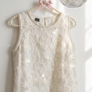 BLUSA ELEGANTE DE ENCAJE CON LENTEJUELA