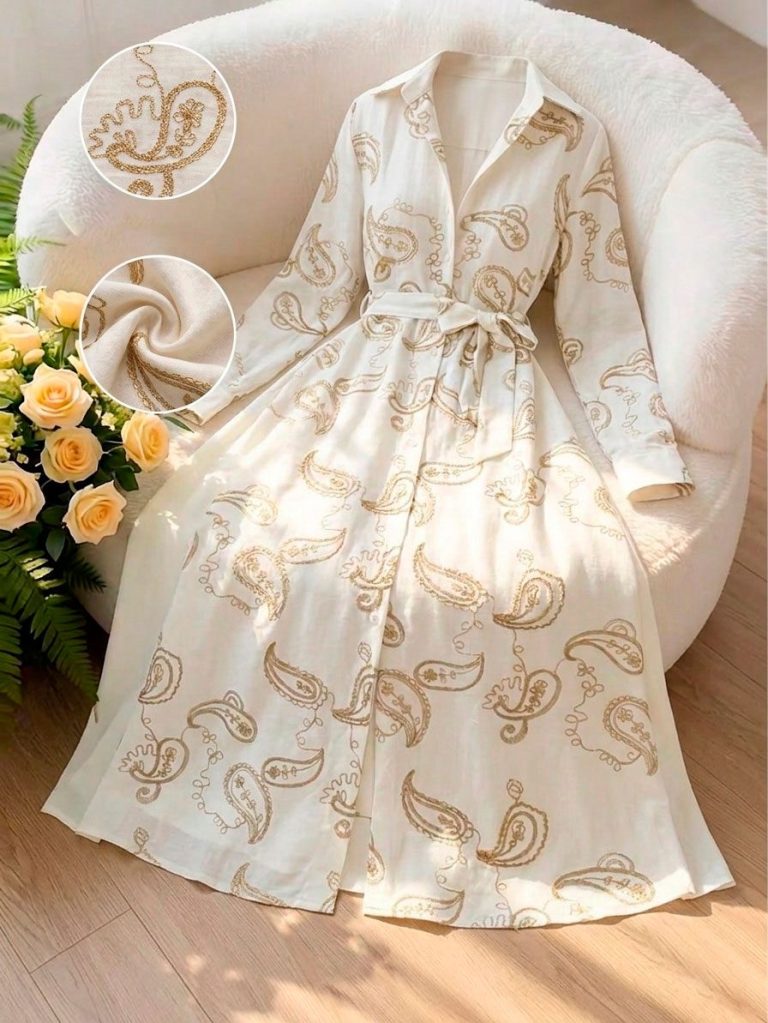 VESTIDO CAMISERO CON DETALLES BORDADOS