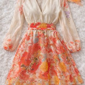 VESTIDO CORTO GASA FLORAL