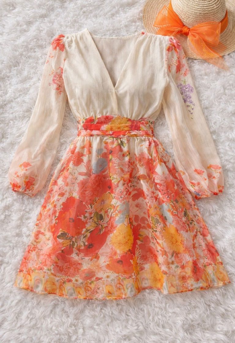 VESTIDO CORTO GASA FLORAL