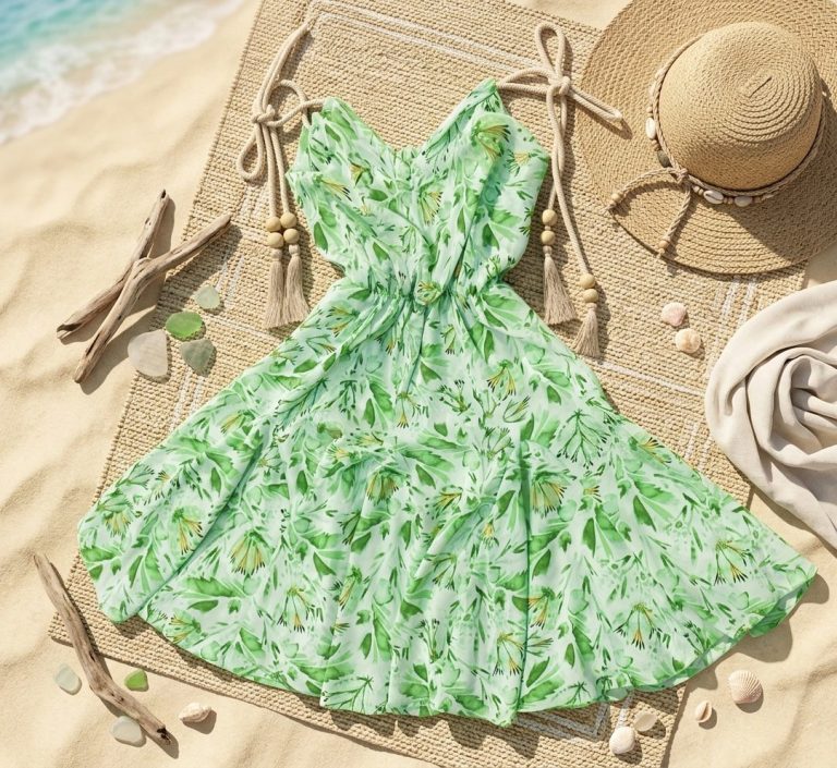 VESTIDO CORTO FLORAL CON VUEL