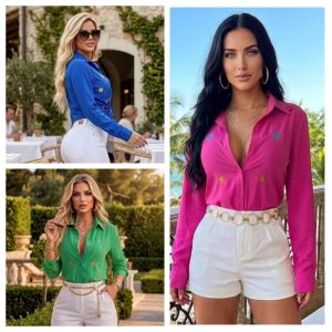 CAMISA CON FLORES BORDADAS