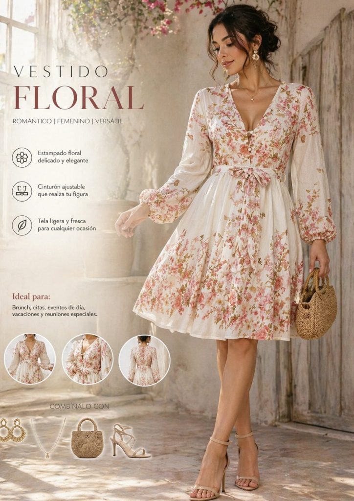 VESTIDO CORTO ELEGANCIA FLORAL