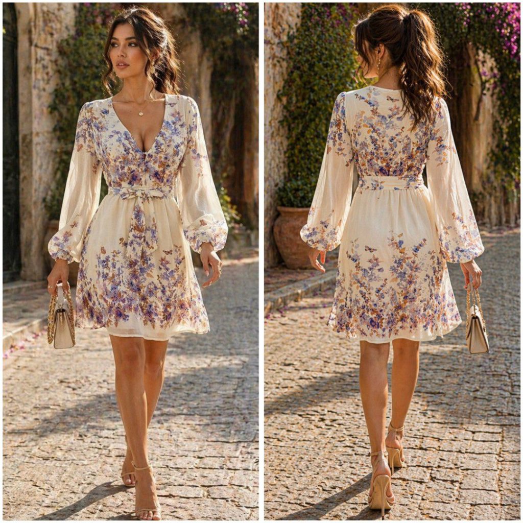 VESTIDO CORTO ELEGANCIA FLORAL