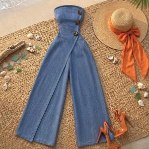 PALAZZO DENIM BOTONES DORADOS