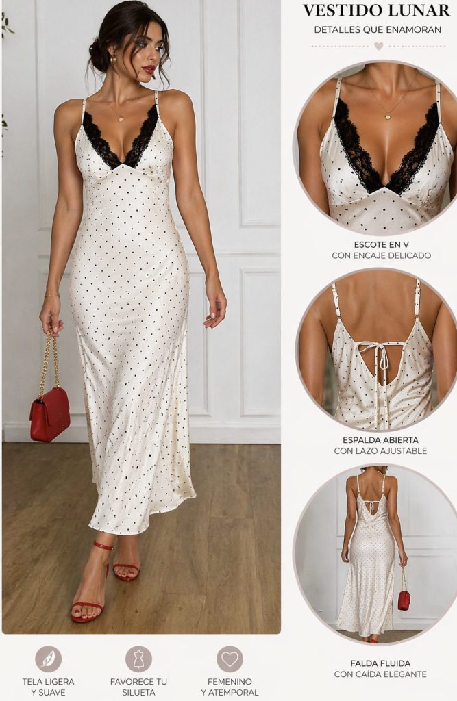 VESTIDO MIDI DE SATIN CON LUNARES