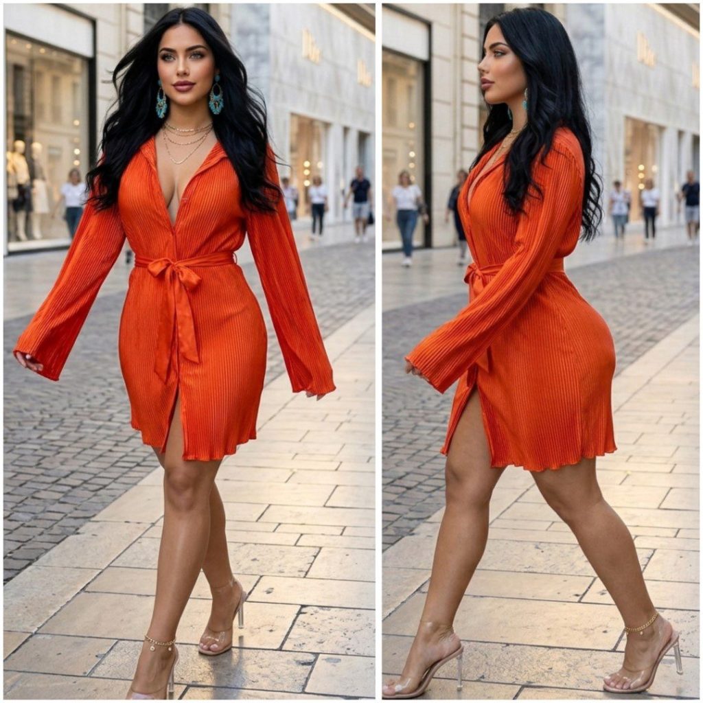 VESTIDO CAMISERO PLISADO SATINADO