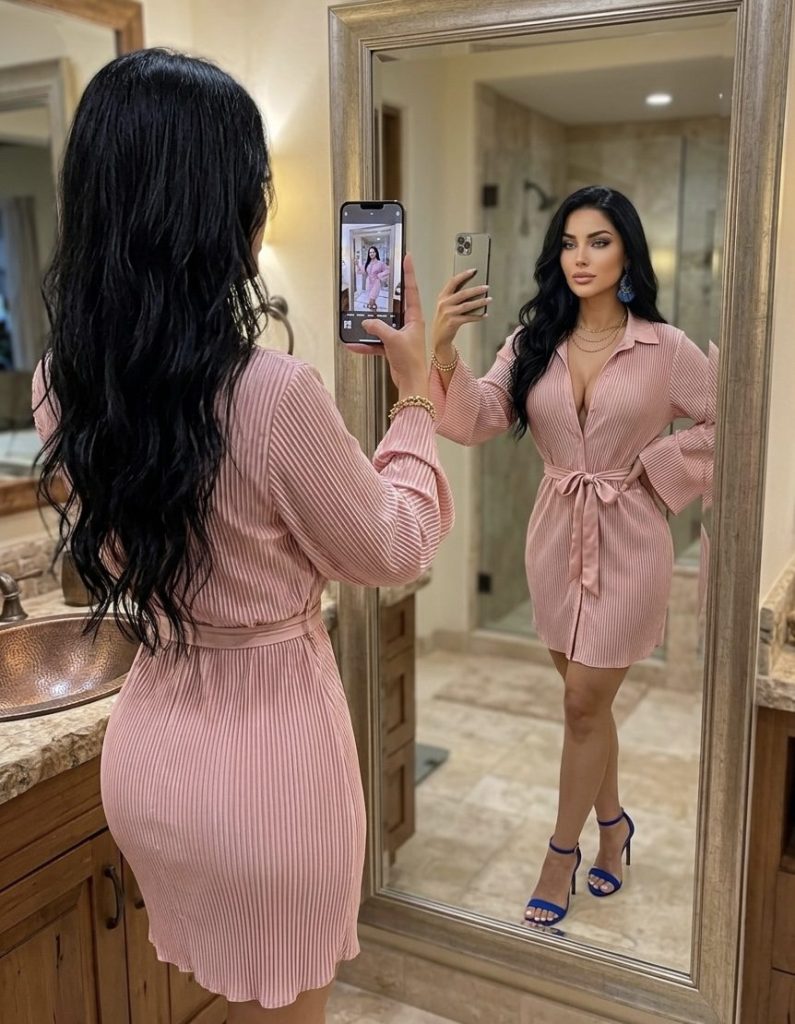 VESTIDO CAMISERO PLISADO SATINADO