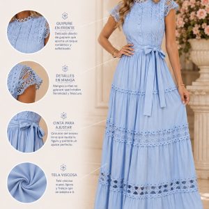 VESTIDO LARGO DETALLES CALADOS