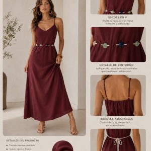 MAXIVESTIDO CORDON CON APLICACIÓN TIPO PIEDRA