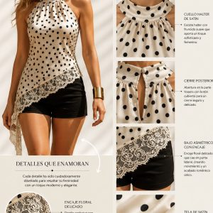 BLUSA HALTER LUNARES CON ECAJE