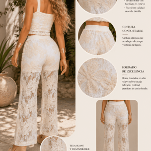 CONJUNTO ENCAJE BORDADO ARTESANAL