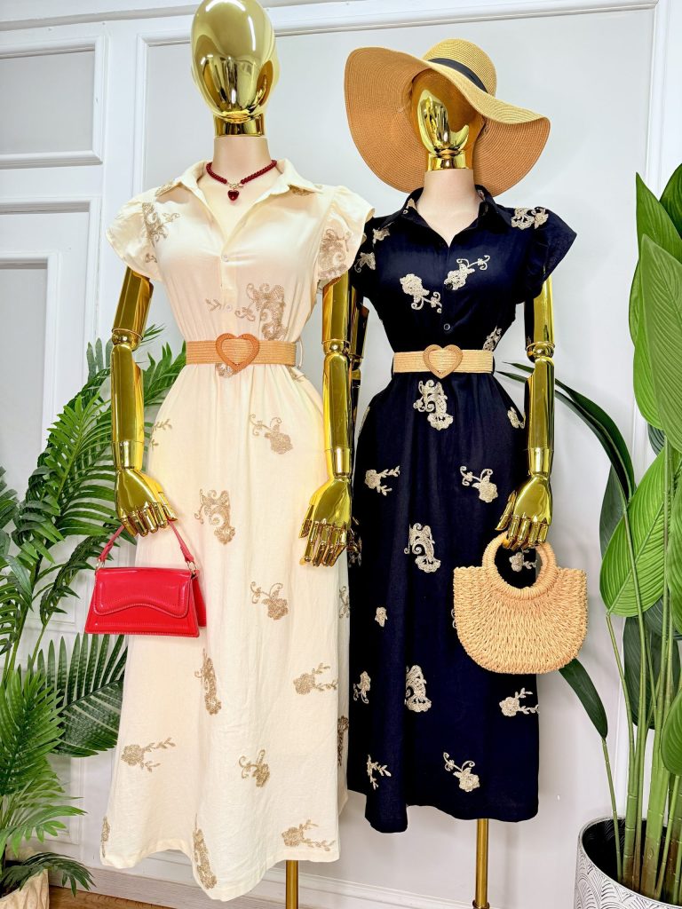 VESTIDO CON BORDADO Y CINTURON DE CORAZON