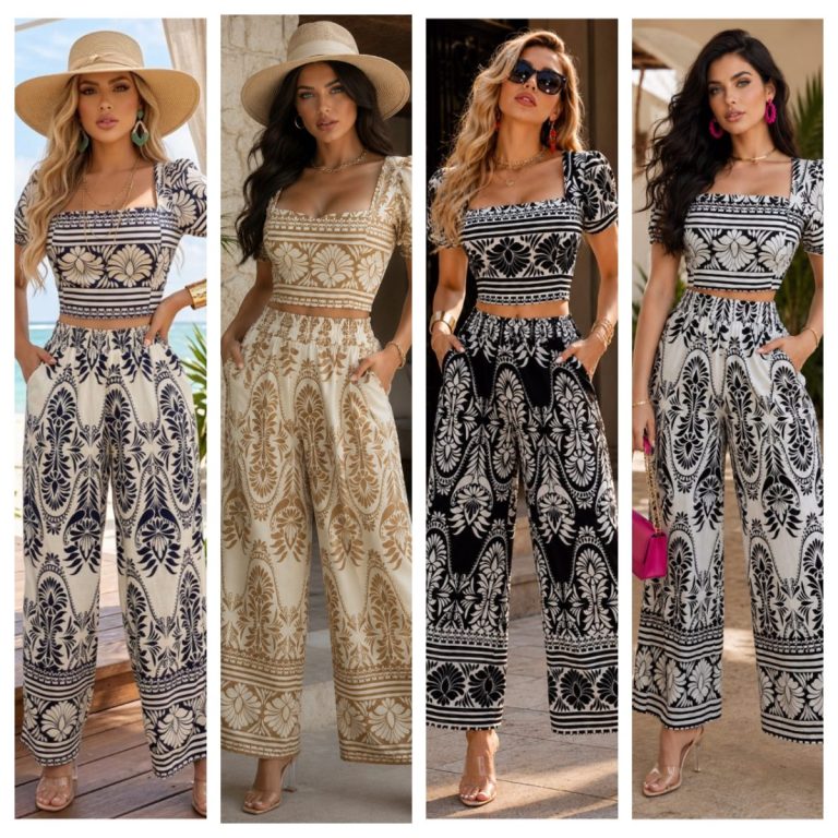 CONJUNTO MANGA CORTA ESTAMPADO ORNAMENTAL