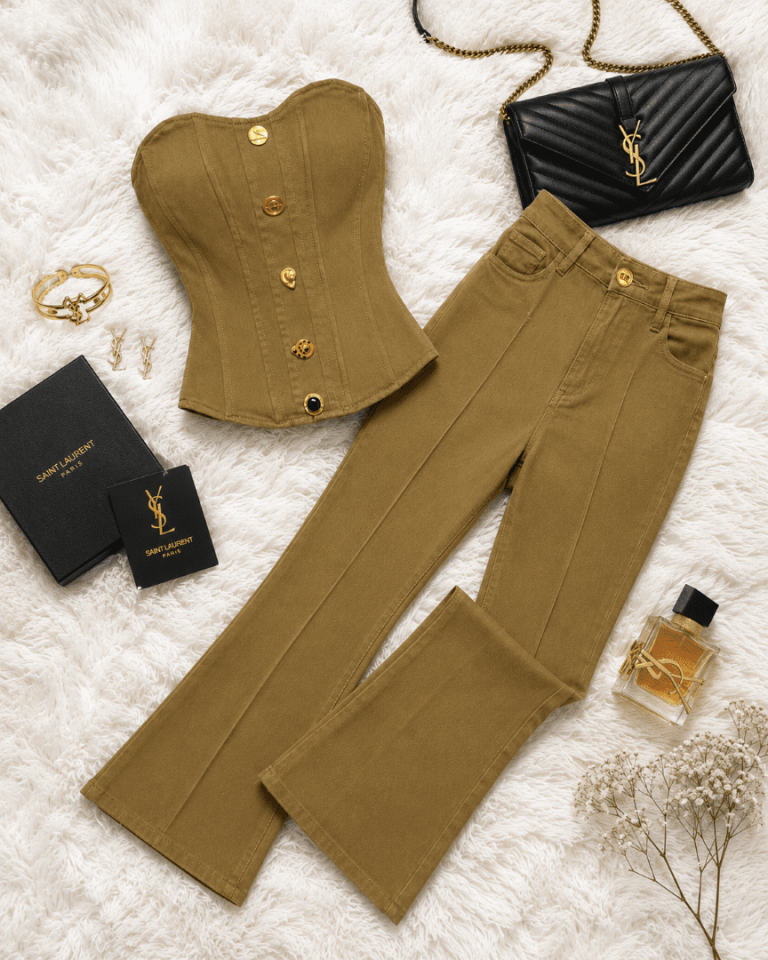 CONJUNTO DENIM BLUSA TIPO CORSET