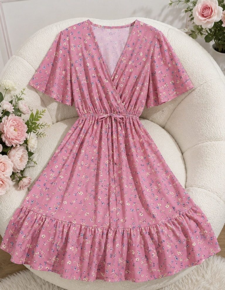 VESTIDO CORTO MANGA CORTA FLORAL
