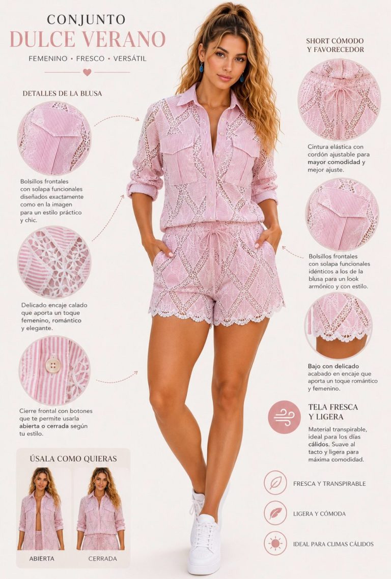 CONJUNTO SHORT A RAYAS CALADO