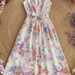 VESTIDO MIDI OJALILLO FLORAL