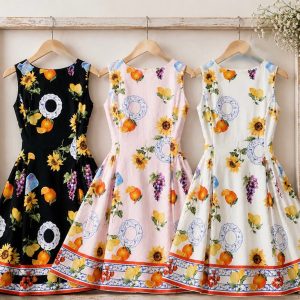 VESTIDO CORTO FLORES Y FRUTAS
