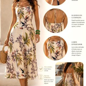 VESTIDO MIDI ESTAMPADO FLORAL TROPICAL