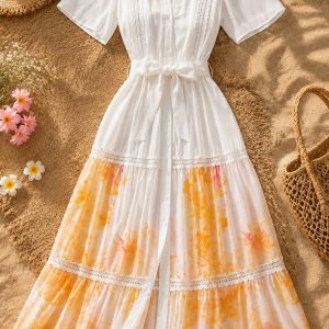 VESTIDO CAMISERO MANGA CORTA TROPICAL