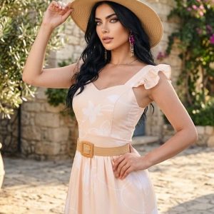 MAXIVESTIDO FLORAL CON CINTURON
