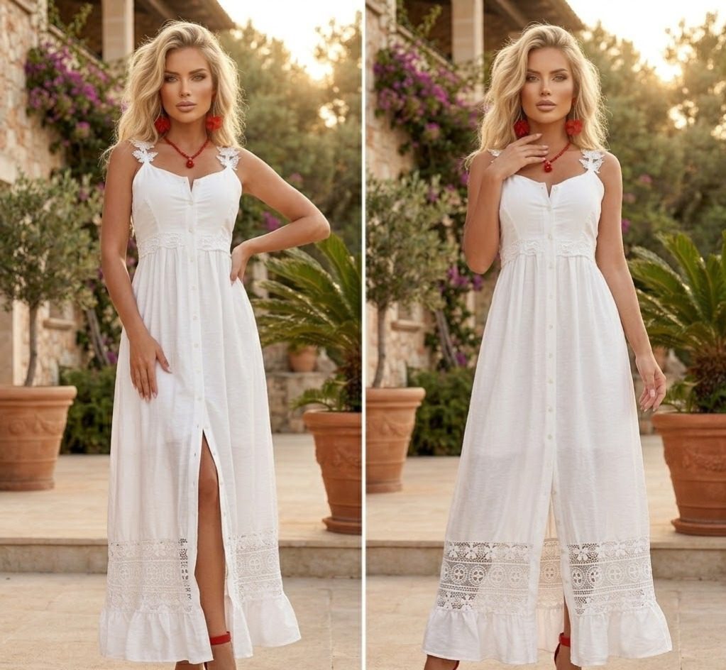 MAXIVESTIDO ESTILO BOHO CHIC CON BOTONES