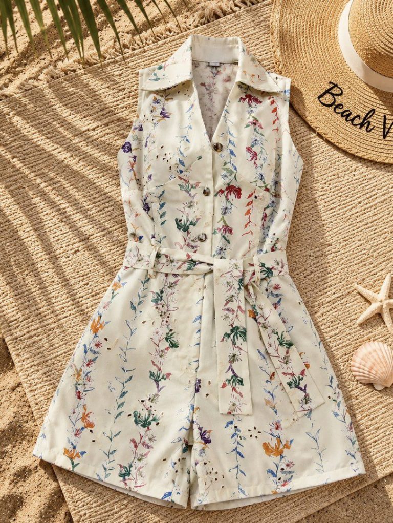 JUMPSUIT CORTO FLORAL CAMISERO