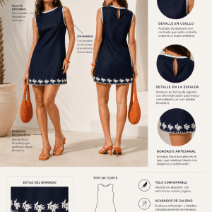 VESTIDO CORTO TIPO DENIM BORDADOS
