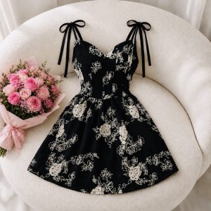 VESTIDO CORTO BORDADO FLORAL