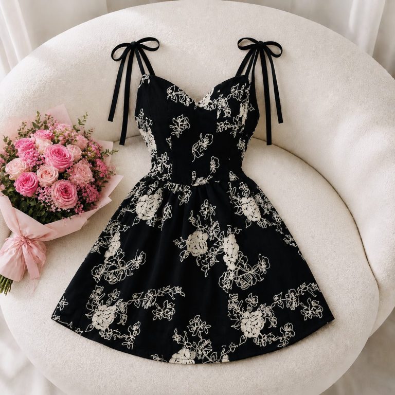 VESTIDO CORTO BORDADO FLORAL