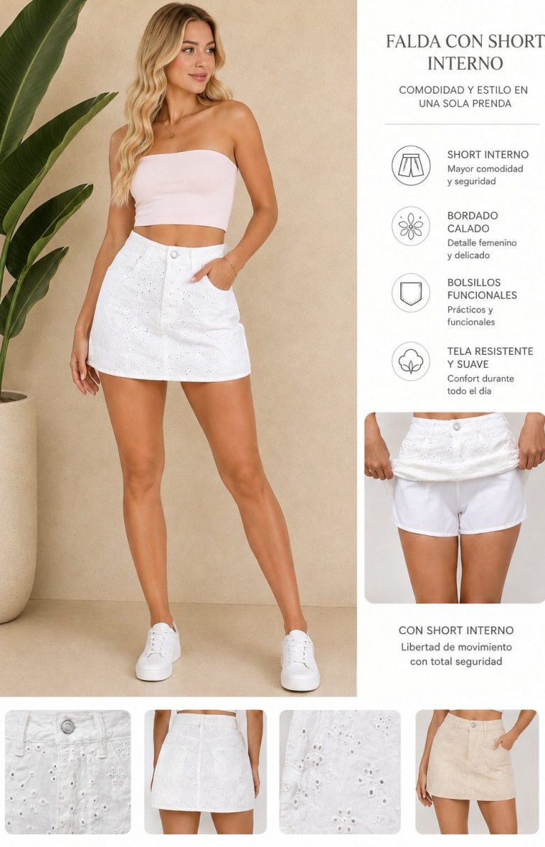 FALDA CORTA DENIM OJALILLO