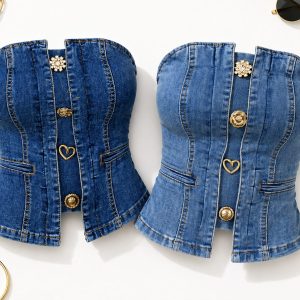 TOP STRAPLESS DENIM