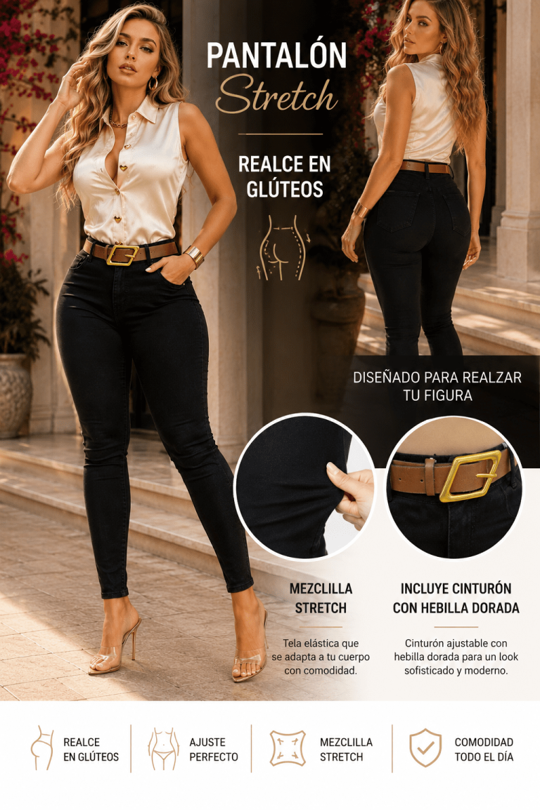 JEANS SKINNY NEGRO CINTURON