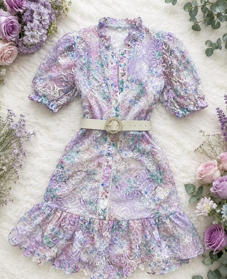 VESTIDO CORTO GUIPUR FLORAL