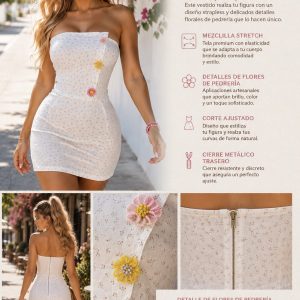 VESTIDO CORTO FLORAL STRAPLESS