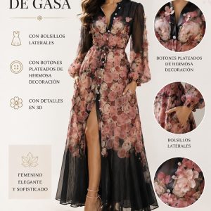 VESTIDO DE GASA CON COLGANTES