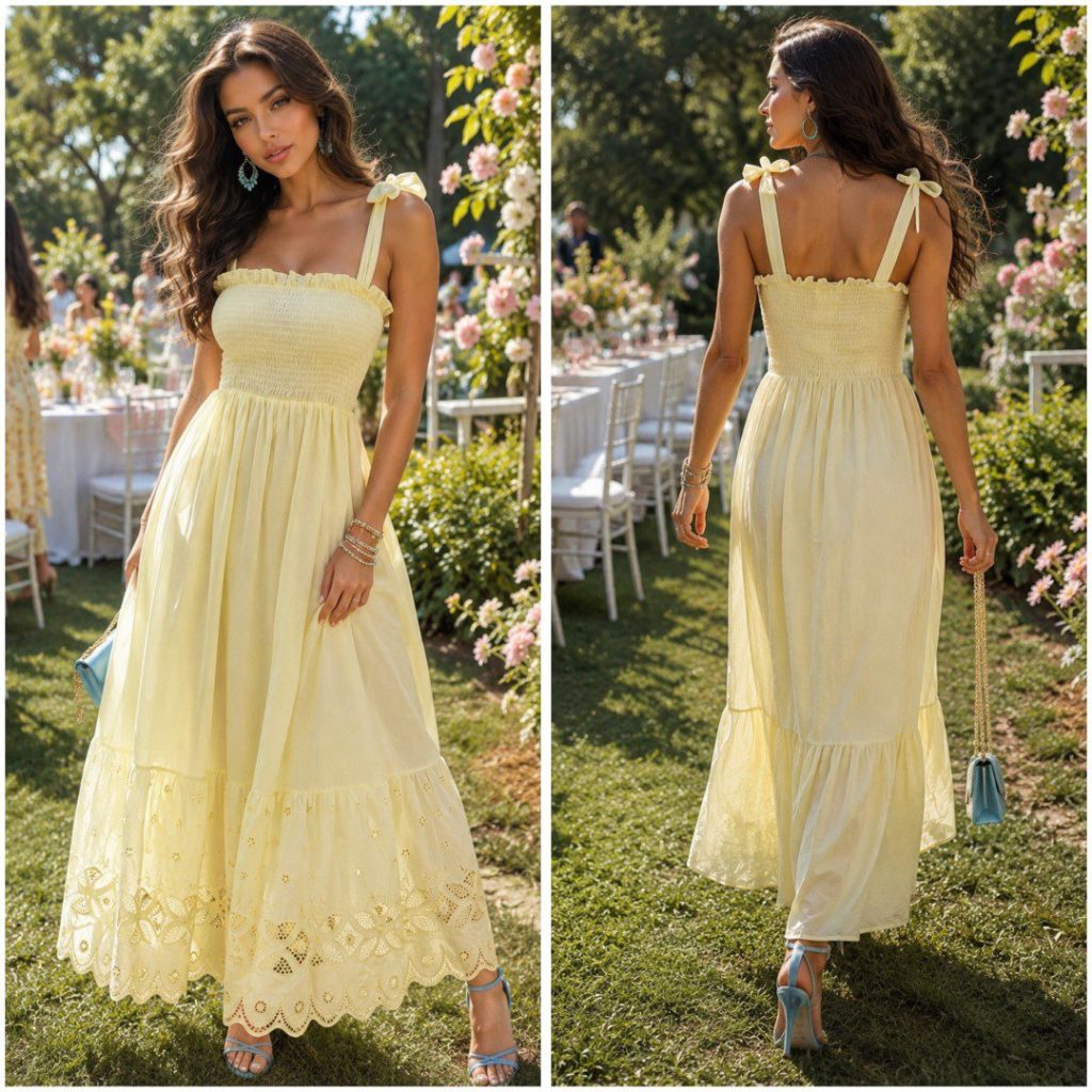 VESTIDO LARGO TIRANTES LAZO