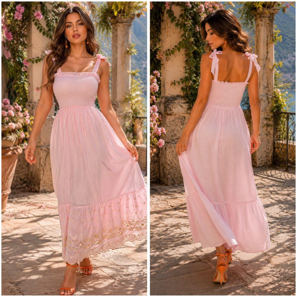 VESTIDO LARGO TIRANTES LAZO