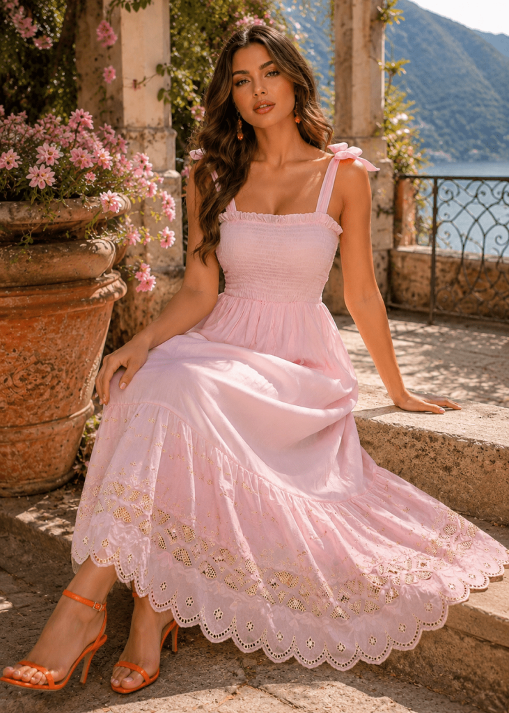 VESTIDO LARGO TIRANTES LAZO
