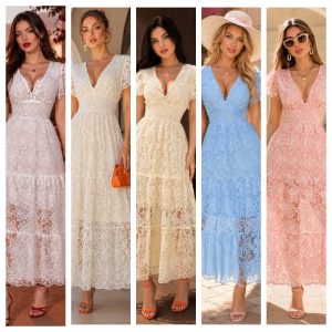 MAXIVESTIDO DE ENCAJE FLORAL