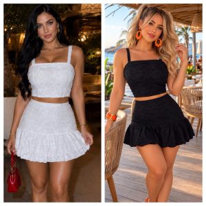 CONJUNTO FALDA TOP BORDADO