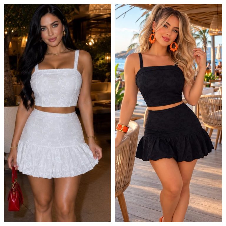 CONJUNTO FALDA TOP BORDADO