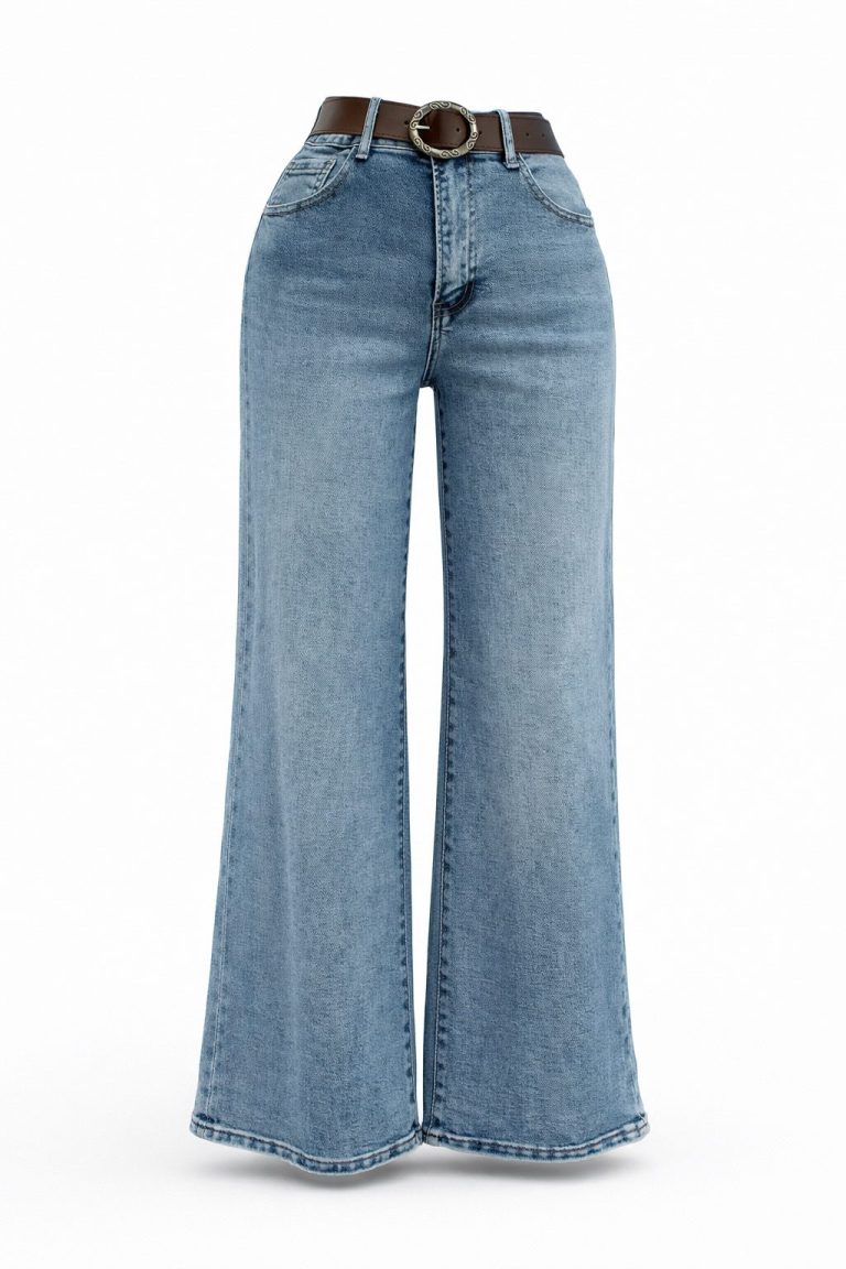 JEANS PIERNA AMPLIA CON CINTURON